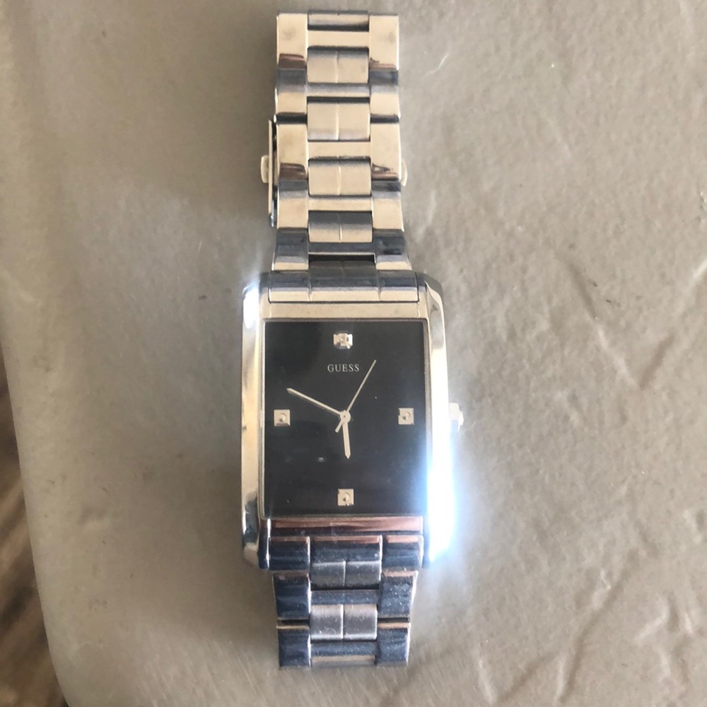 Guess stainless steel black dial watch
